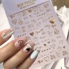 6 Sheets Heart Nail Art Stickers - Letters Nail Decals 3D Self-Adhesive Valentine's Day Nail Art Supplies Heart Love English Alphabet Nail Stickers DIY Gold Nail Designs Manicure Decoration for Women