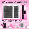 DIY Lash Extension Kit Lash Clusters Kit 240 Pcs Lash Bond and Seal Cluster Lashes D Curl with Lash Tweezers for Eyelash Extension Kit at Home Individual Lashes Kit (Kit 40D-0.07D, 12-18mm)