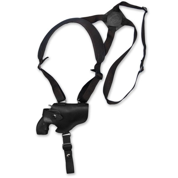 Barsony Black Leather Cross Harness Shoulder Holster for S&W 386; 386 PD; 686+ left