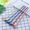 Color ME 10 pcs Metal Straw Spoons with 2 Cleaning Brushes, Reusable Drinking Spoon Straws for Iced coffee, Iced tea, Milkshake, Cocktail, Smoothies