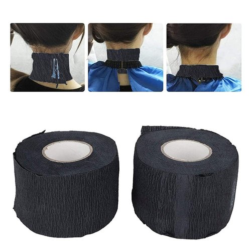 2 Rolls of Black Barber Neck Strips Disposable and Flexible Neck Strips Hair Edge Paper for Hair Styling, Salon Cutting, Coloring, Hairdressing, Hair dye