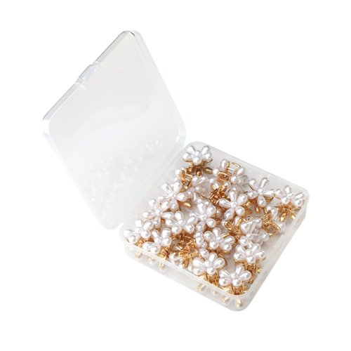 20 Pcs Flower Hair Claw Clips, Multi-color Mini Small Cute Clips Decorative Hair Styling Accessories for Girls and Women Birthday Gifts with Container (20 pearl)