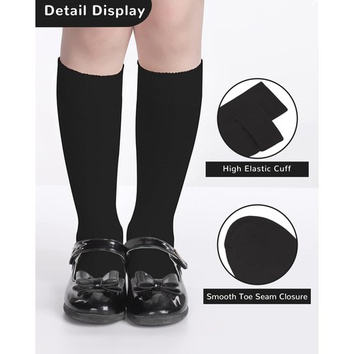 BOOPH Kids Knee High Socks Boys Girls School Uniform Socks 9-12 Years Red
