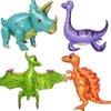 BlingABC 4Pack Giant 3D Dinosaur Balloons Standing Inflatable Dino Aluminium Foil Balloons Decoration for Kids Birthday Baby Shower Jungle Party Supplies