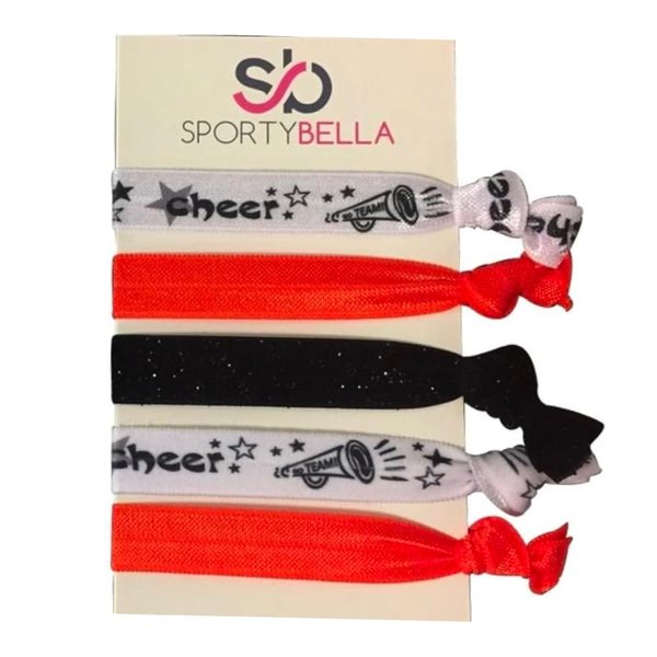 Sportybella Cheer Hair Ties (Orange)- Hair Accessories, Women, Teens & Kids. No Crease, No Tug Elastic Hair Ties Set. Ponytail Holders for Cheerleaders, Cheer Teams & Coaches, 5pcs.