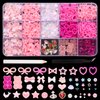 3D Pink Bow Nail Art Charms, 3D Assorted Bowknot Nail Charms Pearls Gems Cute Star Heart Butterfly Bow Planet Bear Nail Decoration with Pickup Tools for Manicure DIY Crafts Jewel Supplies