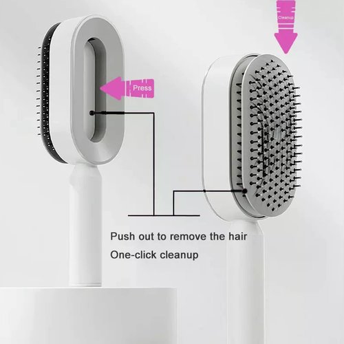 Self-Cleaning Hair Brush - 3D Air Cushion Massager, Airbag Massage Comb, Shaping Comb, Massage Brush, Anti-Static - Unisex, Suitable for All Hair Types (White)