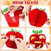 Whaline 6Pcs Back to School Honeycomb Centerpieces with Pencil Ruler Palette Pattern Stickers Red Apple Shape Honeycomb Table Decorations for First Day of School Classroom Party Supplies