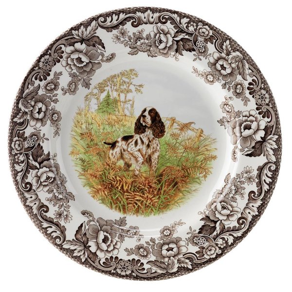 Spode Woodland Salad Plate, English Springer Spaniel, 8” | Hunting Dogs Collection | Made in England | Ideal Hunting Cabin Décor | Microwave and Dishwasher Safe