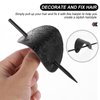 SHERCHPRY 3pcs Leather Hair Barrettes with Stick, Black Oval Shape Hair Clips, Hair Bun Holder, Ponytail Hair Pin Headdress