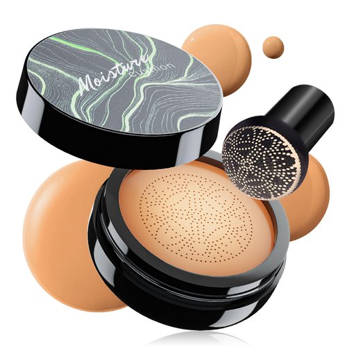 Mushroom Head Air Cushion CC Cream - BB Cream Foundation Makeup Moisturizing Concealer Long-Lasting, Cushion Foundation Full Coverage Self Adjusting for Mature Skin & All Skin Types (Medium Deep)