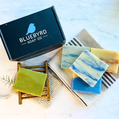 BLUEBYRD Fresh & Clean Handmade Soap Bar Gift Set For Women & Men - 5 Pc. Variety Pack Natural Cold Pressed Bath & Body Cleansing Bar - Ocean, Clean Cotton, Sea Salt, White Tea, Irish Clover (Fresh)