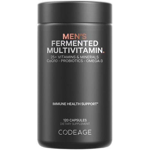 Codeage Men’s Daily Multivitamin Supplement, 25+ Vitamins & Minerals For Adults, Organic Whole Foods Vitamins For Men, Vitamin A, B Vitamins, Vitamin C, D, E, K, Probiotic, Zinc, Omega-3, 120 Capsules