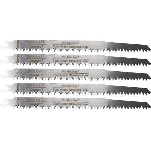 Caliastro 9-Inch Stainless Steel Frozen Meat Bone Cutting Saw Blades for Reciprocating and Sawzall Saws 5-Pack