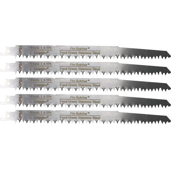 Caliastro 9-Inch Stainless Steel Frozen Meat Bone Cutting Saw Blades for Reciprocating and Sawzall Saws 5-Pack