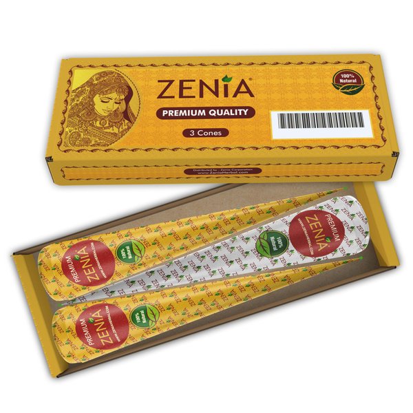 Zenia Premium Henna Cones (35g Each) - 100% Natural Ready to Use Henna Paste Hair Color Hair Dye Cones Reddish Brown Color (3 Pack)