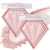 IONSGAKO 2PCS Fairy Pink Highlighter Makeup Palette Face Powder Highlighters Iluminadores De Maquillaje Shimmer Glitter Diamond Highlighter Blush Powder Makeup Palette