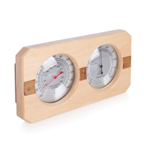 MIFXIN Wood Sauna Hygrothermograph 2 in 1 Thermometer Hygrometer Double Dial Display Temperature Humidity Meter Tool Sauna Room Equipment Accessories