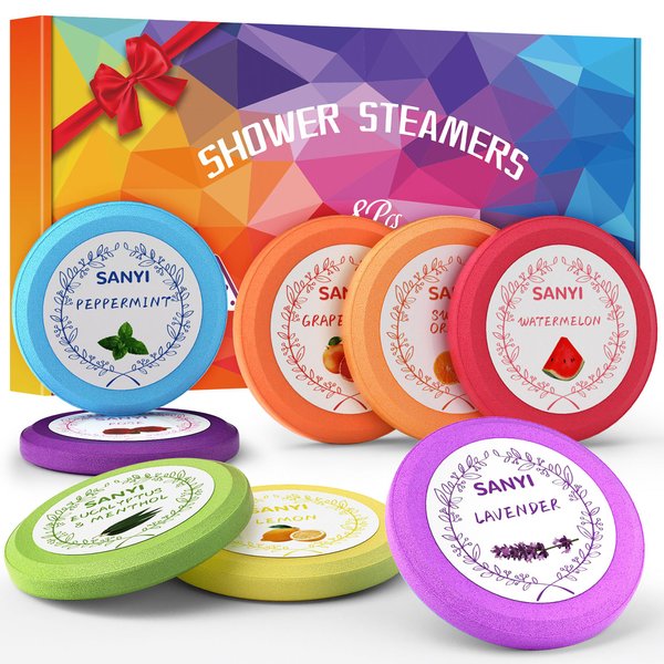 Easter Basket Stuffers for Teens: sanyi Shower Steamers Aromatherapy, 8 Pcs Shower Bombs Gifts for Women Bath Bombs Girls SPA Self Care and Relaxation with Essential Oils, Birthday Gifts for Women