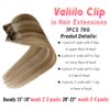Valiilo Hair Extensions Real Human Hair, Clip in Human Hair Extensions Light Blonde and Golden 18Inch Remy Hair Extensions Highlights Clip on Extensions 7 Pieces 70Gram