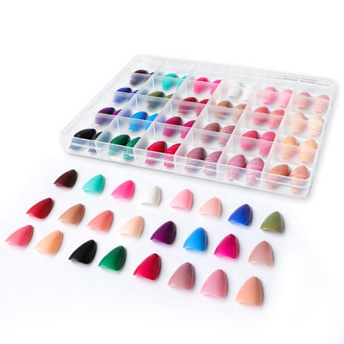 Short Almond Press On Nails - 576 Pcs Fake Nails with Nail Glue,Soft Gel Full Cover Acrylic False Nail Art,24 Color Stick On Nails With Four (6g) Nail Glue for Nail DIY