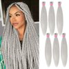 MSMUSAS Braiding Hair Pre Stretched 6 Packs 30 Inch Hot Water Setting Synthetic Prestretched Twist Braid Hair Yaki Straight Braiding Hair Extensions for Braids(30Inch, Silver)