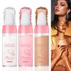 Body Glitter-Highlighter Makeup Stick with Sponge Head,2 Pcs Shimmer and Shine High Gloss Blush Contour Powder Makeup,Fairy Dust Glitter for Face Body Hair Cosmetic Brown