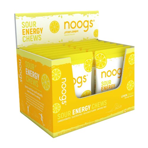 Noogs – Sour Electrolyte Energy Chews for Running, Cycling, & Endurance Sports | Gummies for Runners | Gel Fuel | Vegan | Dietitian Designed Sports Nutrition | Lemon Zinger (12 Pack)