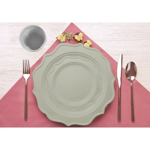 Tiger Chef 60-Count, 8-inch White Color Round Scalloped Rim Disposable Plastic Plate Set Includes 60 Plastic Salad Plates - BPA-Free