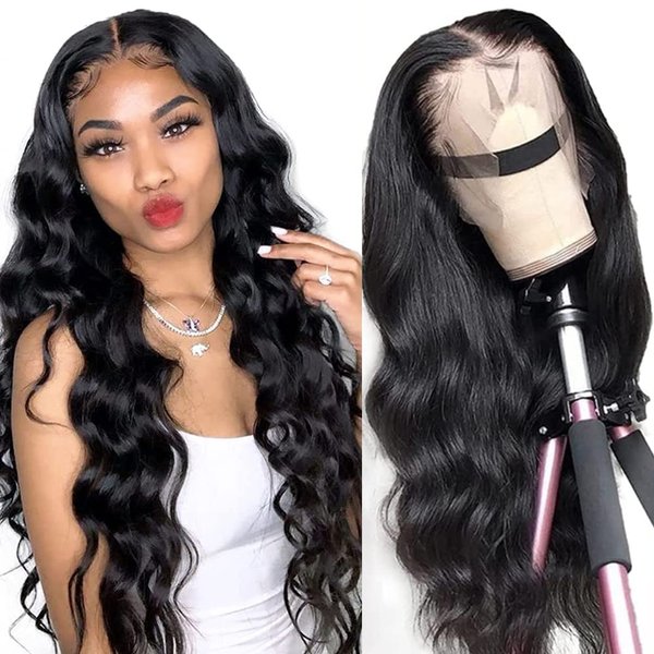 LAPONDAI Lace Front Wigs Human Hair Body Wave 13x4 HD Lace Frontal Wig Pre Plucked with Baby Hair Gluless Wigs Human Hair for Black Women 150% Denisty Natural Color (18Inch)