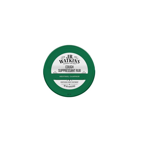 J.R. Watkins Menthol Camphor Cough Suppressant – Vapor Rub Relieves Congestion – Medicated Vapors for Soothing Relief – Topical Chest Rub, 4.12 oz, Single