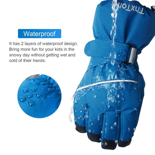 ThxToms Kids Warm Gloves Winter Waterproof Snow Gloves for Ourdoor Sports, Toddler Bulky Ski Gloves for Boys Girls