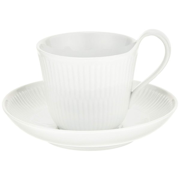 Royal Copenhagen 1017384 White Fluted High Handle Cup & Saucer, 8.5 fl oz (240 ml), Wedding Gift
