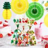 Kesote 100 Pieces Hawaiian Tropical Cellophane Treat Bags, Clear Pineapple Flamingo Goodie Candy Snack Bags Bulk with Twist Ties for Hawaiian Tropical Luau Summer Tiki Bar Party Favor Supplies