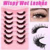 7 Pairs Manga Lashes Wet Look 18mm Flu-ffy D Curl Lashes Cat-Eye Lashes Volume Spiky Lashes Wispy Fairy Lashes Faux Mink False Eyelashes Japanese Korean Lashes(SJ02)