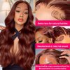 AILICEEHR 26 Inch 13x6 Reddish Brown Body Wave HD Transparent Lace Front Wigs Human Hair Auburn Colored Body Wave Lace Frontal Wigs Pre Plucked with Baby Hair For Black Women 180% Density