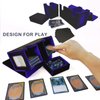 Alinwu MTG Commander Card Storage Box - Fits 200 Double Sleeved Cards,3-in-1Card Deck Case,Strong Magnet Card Organizer For Magic Commander TCG CCG,4Dividers &2 Toploaders(Black&Blue)