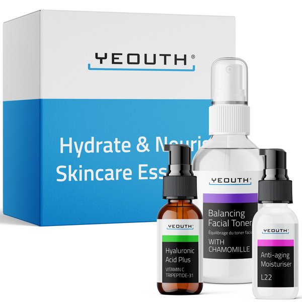 YEOUTH Hyaluronic Acid Serum with Vitamin C, Face Toner, Face Moisturizer, Skin Care Set for Radiant and Smooth Skin, Gifts for Women, Self Care Routine, Skin Care Gift Set 3-Piece