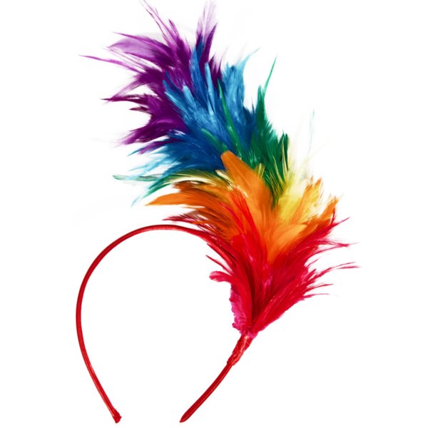 KICOFIT Feathers Headband Masquerade Headpiece for Women Halloween Christmas Party Favor Floral Fascinator Crown (Feather-rainbow, One size)