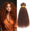 Color 30 Brown Bundles Human Hair Light Brown Curly Wave Bundles Brown Kinky Curly Bundles Double Weft Remy Hair Extensions Wet and Wavy Bundles Silky Soft for Black Women 14 14 14 inch