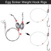Fishing Egg Sinker Weight Rigs 4pcs Ready Rigs with Sinker Fishing Swivel and Snap Connector Stainless Steel Fishing Leader Wire for Trout Flounder and Bottom Fish