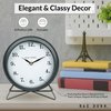 Rae Dunn Desk Clock - Battery Operated Round Modern Rustic Design, Top Handle for Bedroom, Office, Kitchen - Small Classic Analog Display - Chic Home Décor for Desktop Table, Countertop