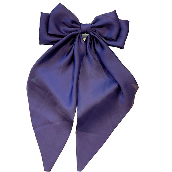 Long streamer oversized bow top clip hair clip for the back of the head tassel solid color bow hair clip hair bow ponytail clip(BS)