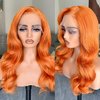 BLL Lace Front Ginger Wig, Body Wave Synthetic HD Lace Front Wigs 13x6 Pre-Plucked Glueless Wig Free Part Ginger Orange Lace Front Wigs For Black Women