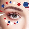 July 4th Decorations Face Tattoos Patriotic USA Flag Star Temporary Tattoos Facial Makeup Sticker for Women Kids Independence Day Red White and Blue Party Tattoos Sticker -10 Sheets