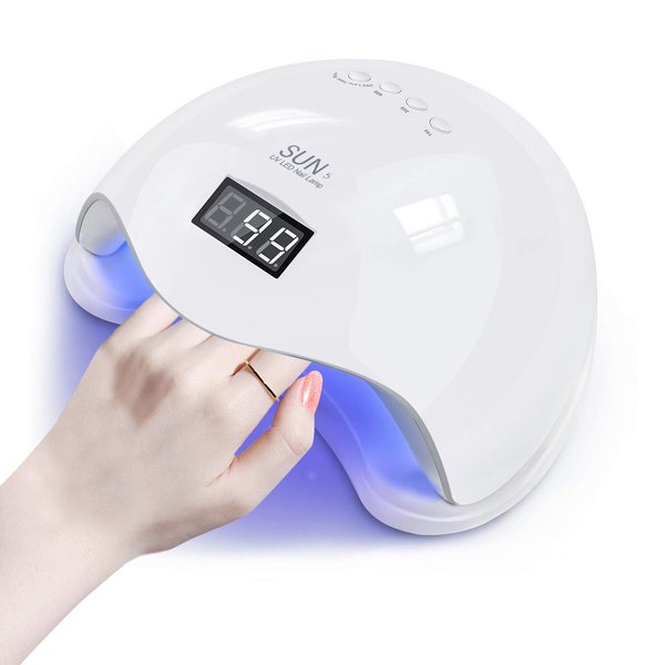lishumei LED Nail Lamp, 48W Nail Dryer Gel Nail Polish Curing LED UV Light with 4 Timers Automatic Sensor LCD Display Professional Nail Art Tools Accessories for Fingernail Toenail Salon （White）