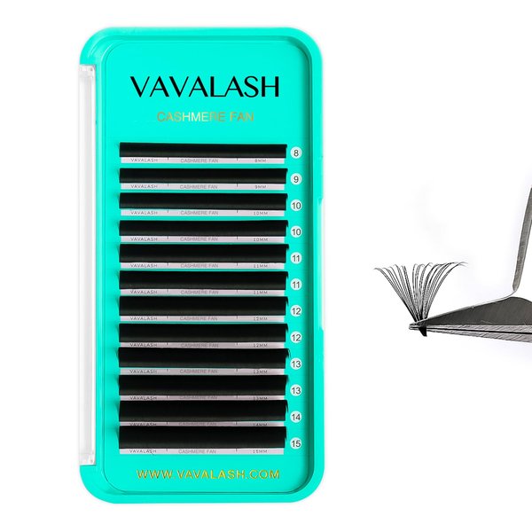 VAVALASH Cashmere Easy Fan Lashes 0.03 0.05 0.07 C/CC/D/DD Volume Lash Extensions 8MM-20MM Matte Black Self Fanning Eyelash Extensiones, Professional Supplies for Lash Artists (D-0.03,13-20mm)