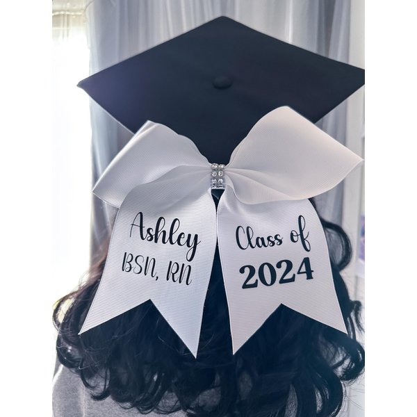 Custom Graduation Bow, Personalized Graduation Cap Bow, Graduation Cap Topper Bow, Grad Cap Bow
