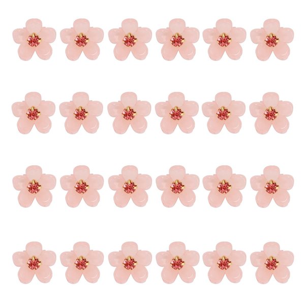 Atoden Mini Flower Hair Clips Pink Small Claw Clips for Thin Fine Hair 24Pcs Mini Jaw Clips Cute Tiny Floral Clips for Bangs Decorative Hair Accessories for Women Girls