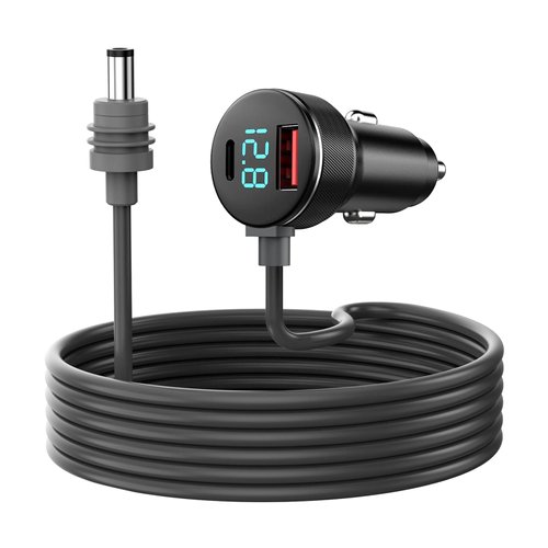 Power DC Cable for Starlink Mini, 3 in 1 Car Charger DC 10 FT Cord Cigarette Lighter Charger Adapter 12.8V-24V with Digital Display, Durable USB C PD and USB A Ports for Trucks Cars Buses Boats Ships